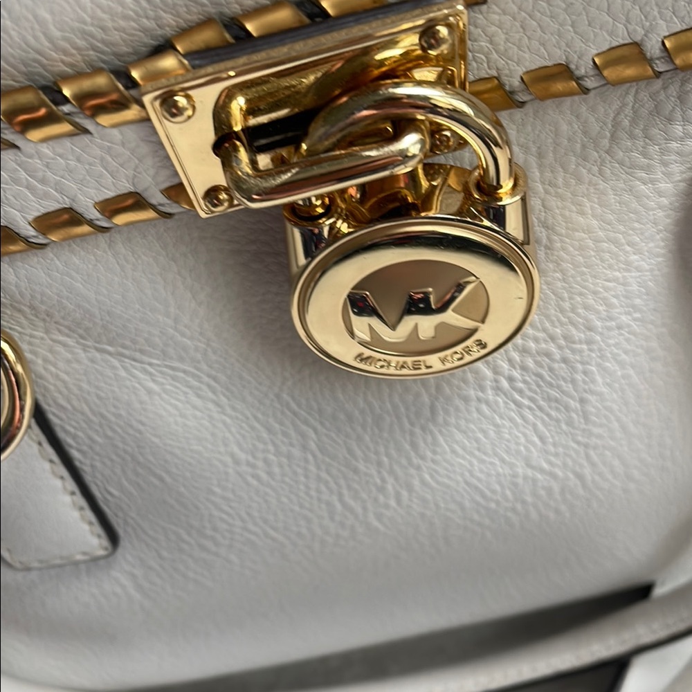 Michael Kors White and Gold Satchel bag leather - Picture 11 of 12